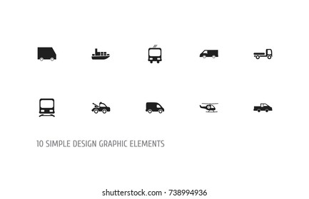Set Of 10 Editable Shipment Icons. Includes Symbols Such As Haulage, Wagon, Delivery And More. Can Be Used For Web, Mobile, UI And Infographic Design.