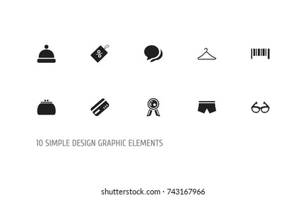Set Of 10 Editable Shopping Icons. Includes Symbols Such As Wallet, Premium, Swimming Trunks And More. Can Be Used For Web, Mobile, UI And Infographic Design.
