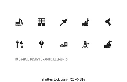Set Of 10 Editable Structure Icons. Includes Symbols Such As Seamark, Facing, Handle Hit. Can Be Used For Web, Mobile, UI And Infographic Design.