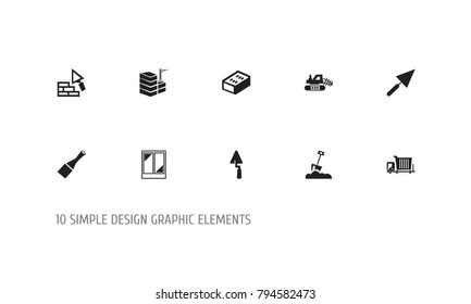 Set of 10 editable structure icons. Includes symbols such as chisel, bogie, building and more. Can be used for web, mobile, UI and infographic design.