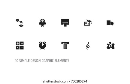 Set Of 10 Editable Teach Icons. Includes Symbols Such As Pillar, Bookmark, Graduate Student And More. Can Be Used For Web, Mobile, UI And Infographic Design.