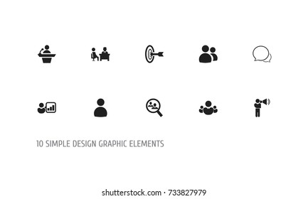 Set Of 10 Editable Team Icons. Includes Symbols Such As Introducing, Human Resouces, Leadership And More. Can Be Used For Web, Mobile, UI And Infographic Design.