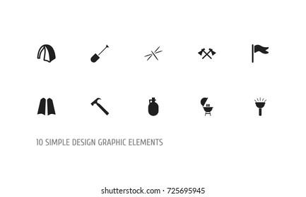 Set Of 10 Editable Trip Icons. Includes Symbols Such As Pitcher, Kebab, Spade And More. Can Be Used For Web, Mobile, UI And Infographic Design.