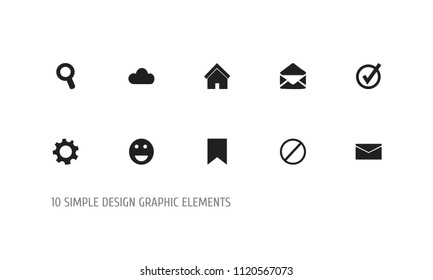 Set of 10 editable web icons. Includes symbols such as check, block, message and more. Can be used for web, mobile, UI and infographic design.