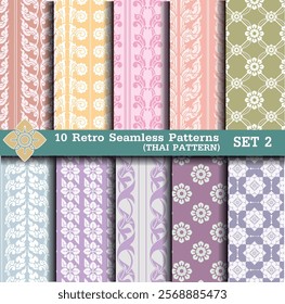 Set of 10 Elegant Geometric Fabric Texture Pattern Summer Style Backdrop Background Texture Seamless Classic Surface Art