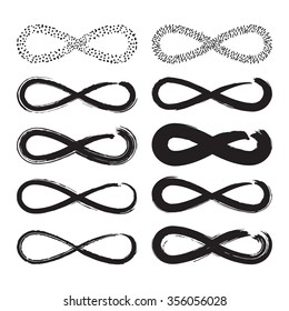 Set of 10 elements of the infinity symbol. This sign symbolizes the endless love, relationship, friendship.