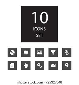 Set Of 10 Entertainment Icons Set.Collection Of Forbidden, Compact Disc, Sheet And Other Elements.