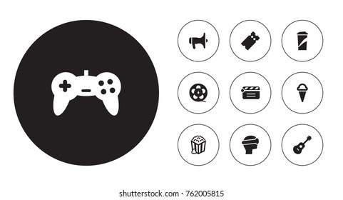 Set Of 10 Entertainment Icons Set.Collection Of Acoustic, Cyberspace, Beverage And Other Elements.