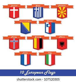 Set of 10 European flags