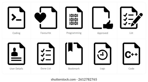 A set of 10 File icons as coding, favorite, programming