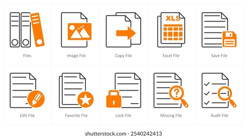 A set of 10 files icons as files, image file, copy file