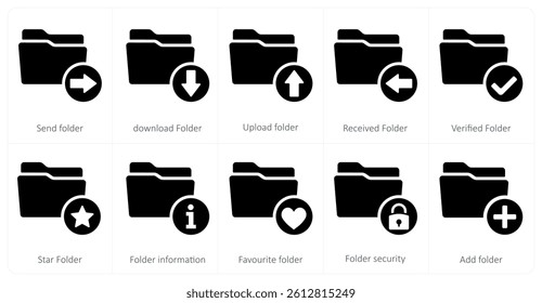 A set of 10 Folder icons as folder, favorite folder, music folder