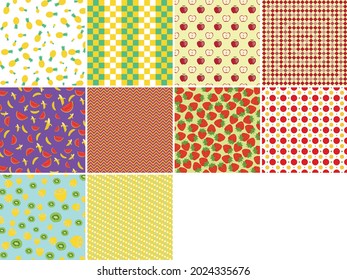 Set of 10 fruits backgrounds