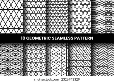 Set of 10 Geometric seamless patterns. Abstract Seamless geometric triangle pattern. pattern is in the adobe illustrator swatches menu