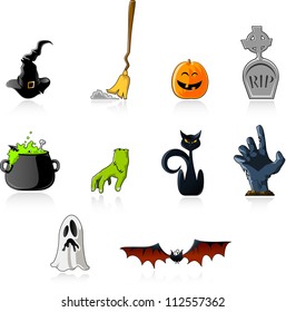 Set of 10 Halloween icons. Fully editable vector graphics.