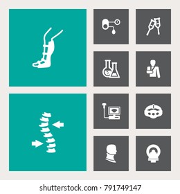 Set Of 10 Healthy Icons Set.Collection Of Stand, Spine, Hypertension Elements.