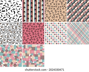 Set of 10 hipster backgrounds, mustache, glasses, Father's day