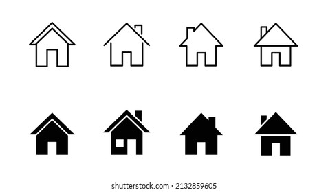Conjunto de iconos de 10 casas, trazo editable y estilo de glifo plano, plantilla de diseño de clipart