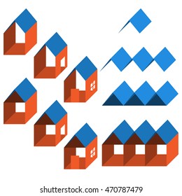 Set of 10 house icon variations. Real estate icons. Vector illustration 