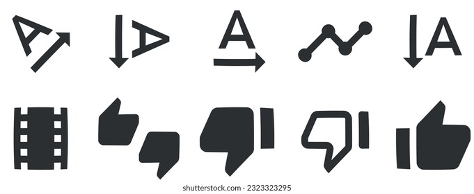 Set of 10 icons Actions. Line icons collection. Simple Set. Linear symbols set. Thin filled icons pack. Vector illustration