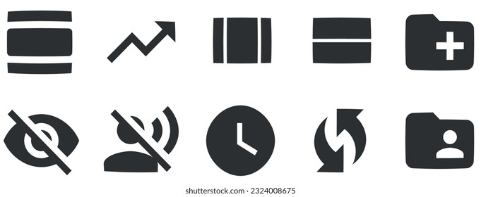 Set of 10 icons Actions. Line icons collection. Outline isolated signs. Linear symbols set. Big UI icon set in a flat design. UX UI