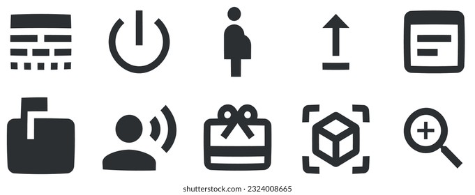 Set of 10 icons Actions. A set vector icons. Outline isolated signs. Linear icons set. Thin filled icons pack. UI and UX