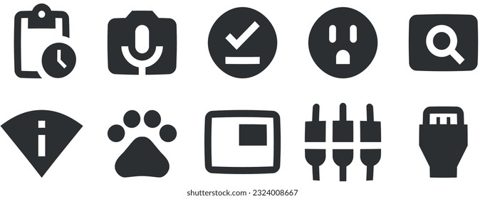 Set of 10 icons Actions. Vector illustration of thin line icons. Outline isolated signs. for mobile and web. Big UI icon set. UI and UX