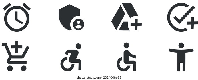 Conjunto de 10 iconos Acciones. Icono Web de línea delgada de colección de vectores. Simple Set. para móviles y web. Un gran icono de interfaz de usuario en un diseño plano. UI de usuario
