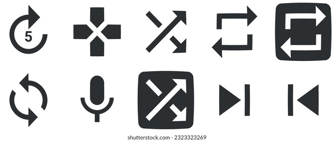 Set of 10 icons Audio and Video. Modern thin line icons. Set Quality icon. Linear symbols set. Thin filled icons pack. Vector illustration