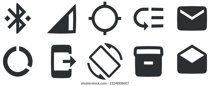 Set of 10 icons Device. A set vector icons. Set Quality icon. for mobile and web. Thin filled icons pack. UX UI
