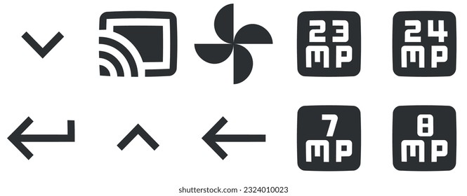Set of 10 icons Hardware Creative business solutions icon set. Simple Set. Linear symbols. Big UI icon set. UI and UX