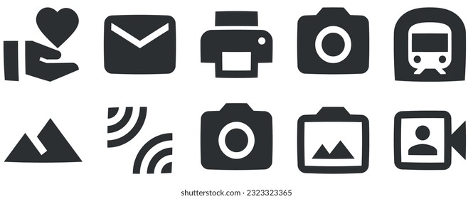 Set of 10 icons Image. Line icons collection. Outline isolated signs. Linear symbols set. Big UI icon set in a flat design. Vector illustration