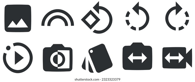 Conjunto de 10 iconos Imagen. Colección de iconos de línea. Icono de Establecer calidad. Conjunto de símbolos lineales. Gran conjunto de iconos de la interfaz de usuario. UI de usuario