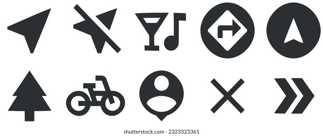 Juego de 10 mapas de iconos. Conjunto de iconos de soluciones empresariales creativas. Contorno a signos aislados. para móviles y web. Un gran icono de interfaz de usuario en un diseño plano. Ilustración del vector