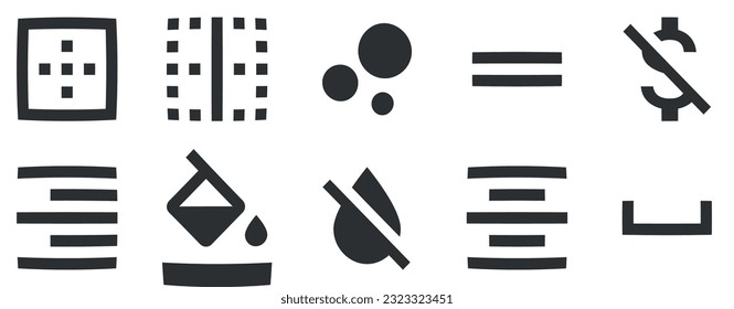 Satz von 10 Symbolen Text Editor. Symbol für kreative Geschäftslösungen moderne Stilrichtung. Lineare Symbole gesetzt. Paket mit dünnen Symbolen. UI und UX
