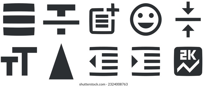 Set of 10 icons Text Editor. Vector collection thin line Web icon. Set Quality icon. for mobile and web. Thin filled icons pack. UI and UX