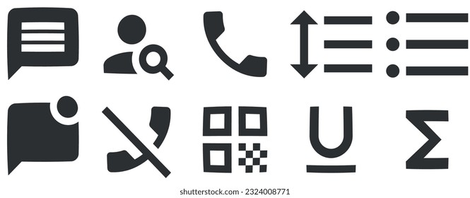 Conjunto de 10 iconos Editor de texto. Icono Web de línea delgada de colección de vectores. Simple Set. para móviles y web. Paquete de iconos finos rellenos. Ilustración del vector