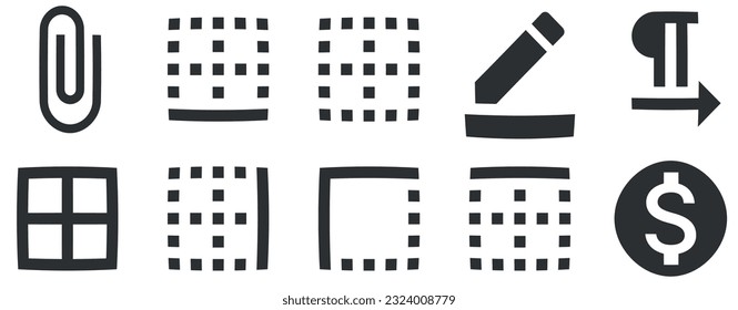 Set of 10 icons Text Editor. Line icons collection. Simple Set. Linear symbols set. Big UI icon set. UX UI