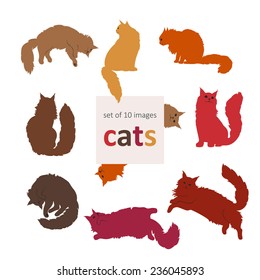 set of 10 images cats