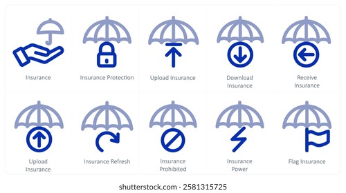 A set of 10 insurance icons as insurance, insurance protection, upload insurance