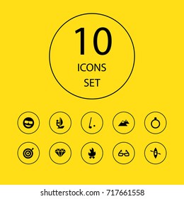 Set Of 10 Lifestyle Icons Set.Collection Of Bonfire, Education, Peak And Other Elements.