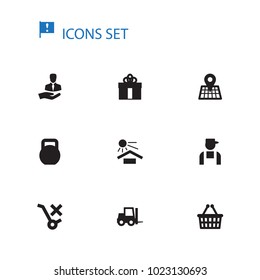 Set of 10 logistic icons set. Collection of tracking, no stroller, exclamation and other elements.