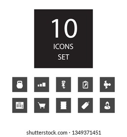 Set of 10 logistic icons set. Collection of satellite, heavy, sorting and other elements.