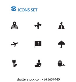 Set Of 10 Logistic Icons Set.Collection Of Ship, Call, Exclamation And Other Elements.