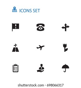 Set Of 10 Logistic Icons Set.Collection Of Aircraft, Flower, Exclamation And Other Elements.