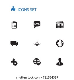 Set Of 10 Logistic Icons Set.Collection Of Date, Message, Airplane And Other Elements.