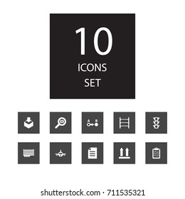 Set Of 10 Logistic Icons Set.Collection Of Wagon, Stoplight, Direction And Other Elements.
