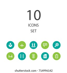 Set Of 10 Logistic Icons Set.Collection Of Stoplight, Arrow, Direction And Other Elements.