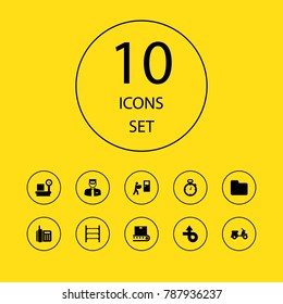 Set Of 10 Logistic Icons Set.Collection Of Trip, Timer, Phone And Other Elements.