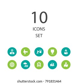 Set Of 10 Logistic Icons Set.Collection Of Operator, World, Goblet And Other Elements.
